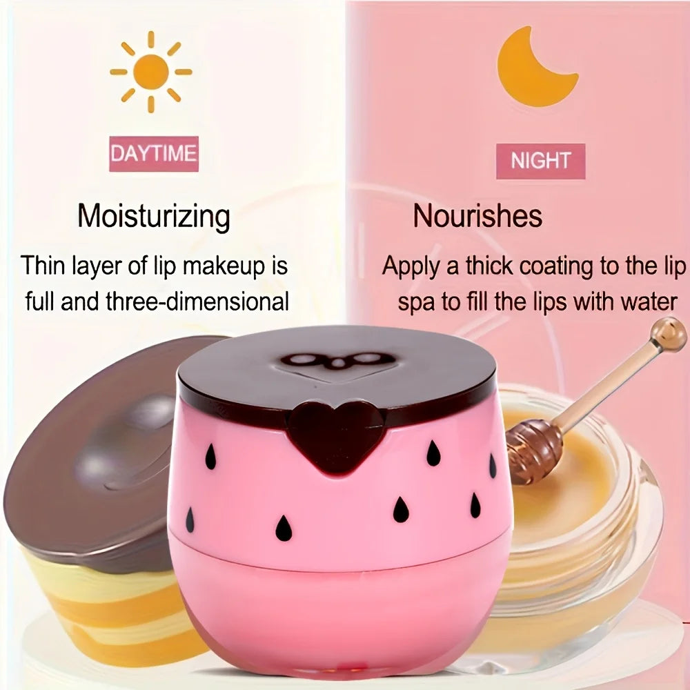 Lip Mask Honey Pot, Moisturizing Lip Mask with Brush, Lip Sleeping Mask Overnight, Hydrating Lip Balm, Lip Mask Propolis